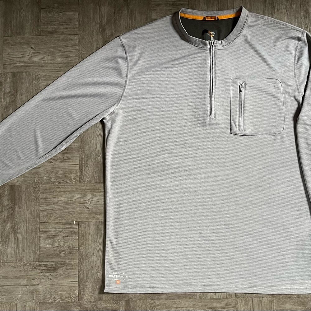 Quiksilver Waterman Collection 1/4 Zip Shirt Mens XL Long Sleeve Collarless Gray